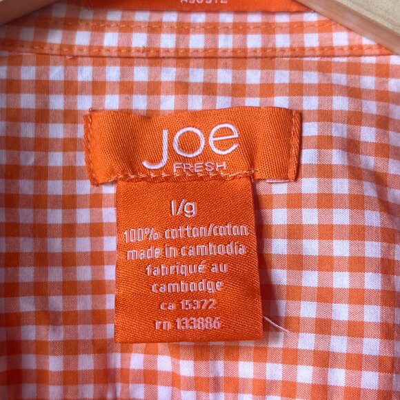 Joe Fresh Orange Ghingham pattern shirt size Large - Picture 3 of 4